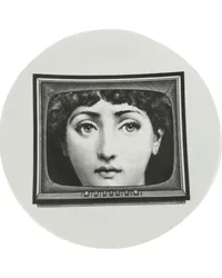 Fornasetti Teller mit Gesicht-Print Schwarz