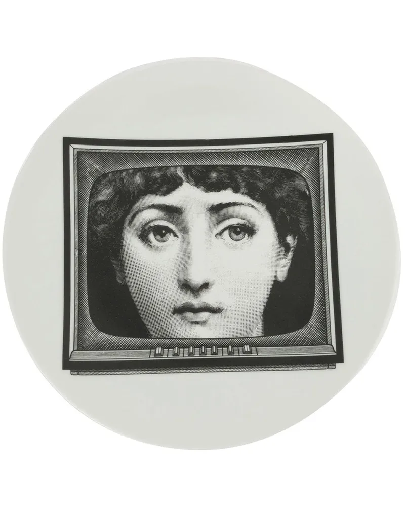 Fornasetti Teller mit Gesicht-Print - Schwarz Schwarz