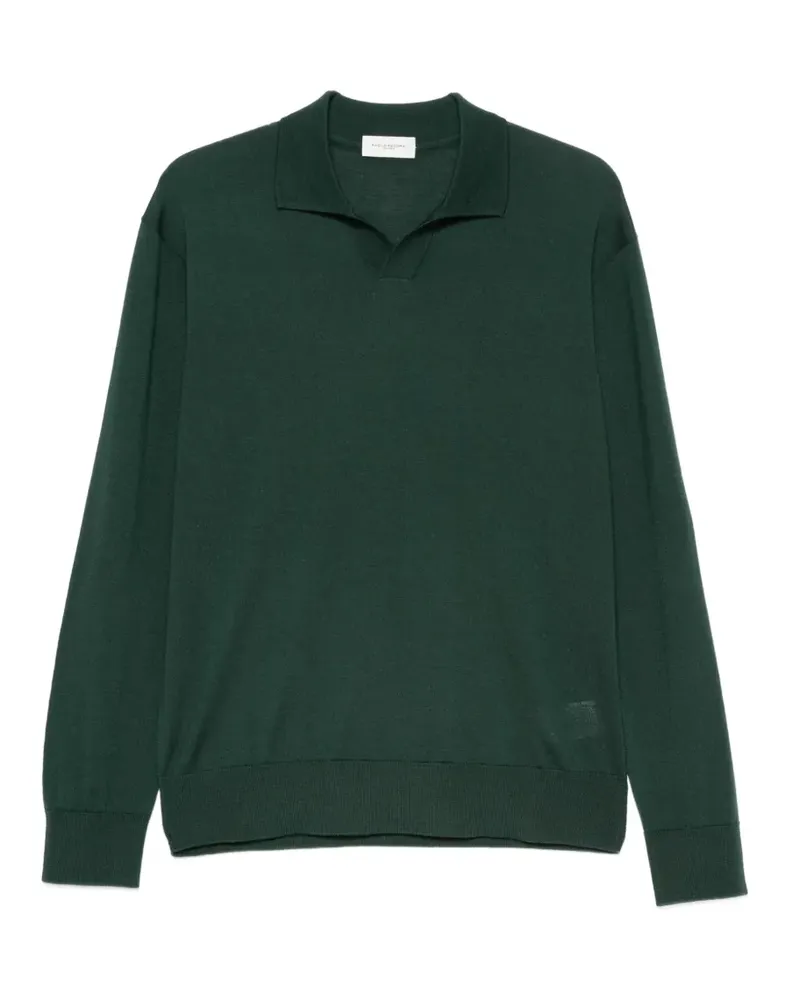 Paolo Pecora Milano Langärmeliges Woll-Poloshirt - Grün Grün