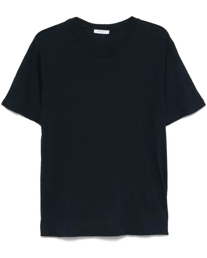 Boglioli T-Shirt mit Slub-Struktur - Blau Blau