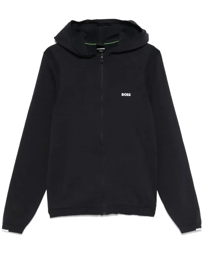 HUGO BOSS Hoodie mit gummiertem Logo - Blau Blau