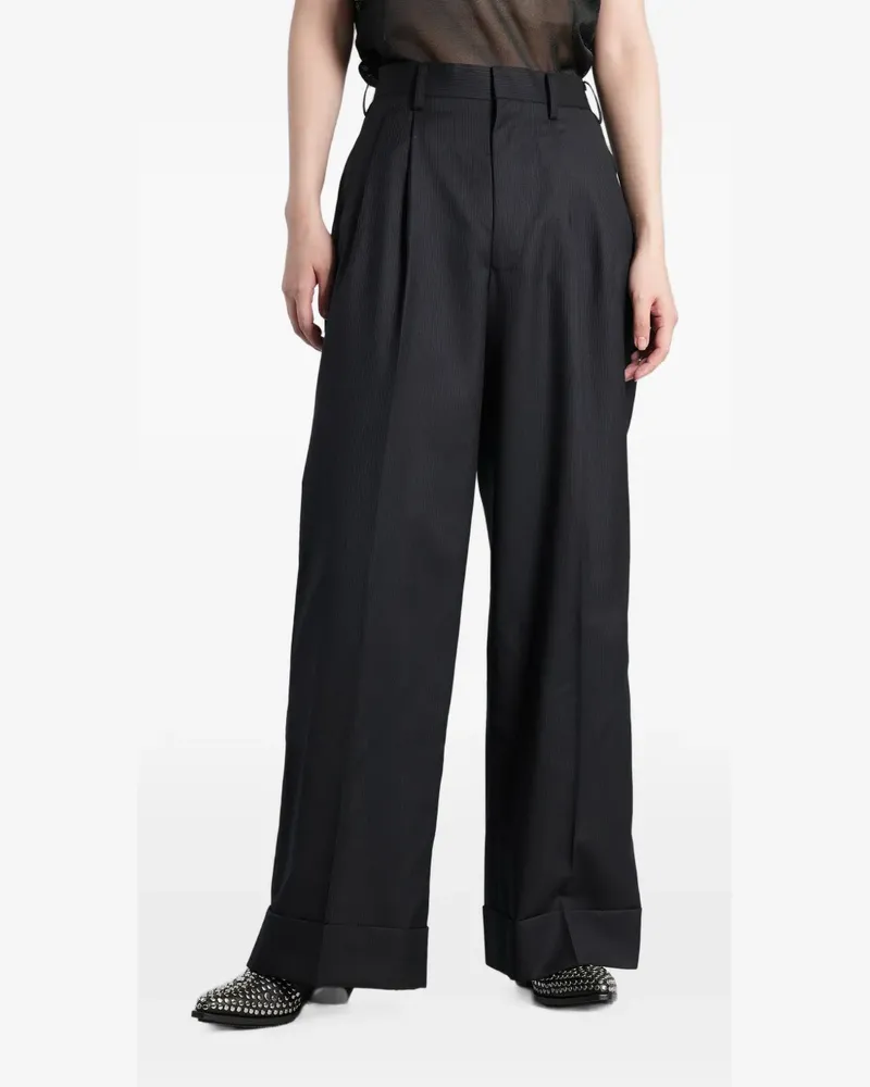 Junya Watanabe Hose mit Nadelstreifen und Umschlägen - Schwarz Schwarz