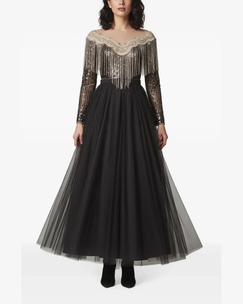 Elisabetta Franchi sequin embellished flared maxi dress - Schwarz Schwarz