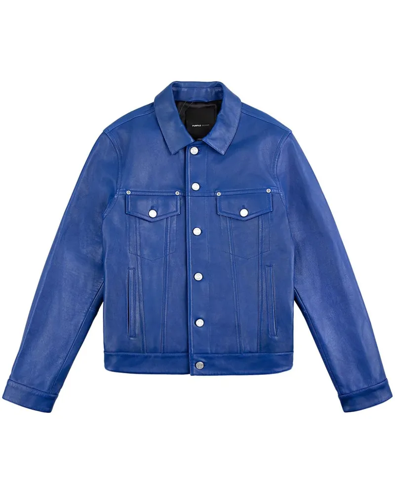 PURPLE BRAND P028 Lederjacke - Blau Blau