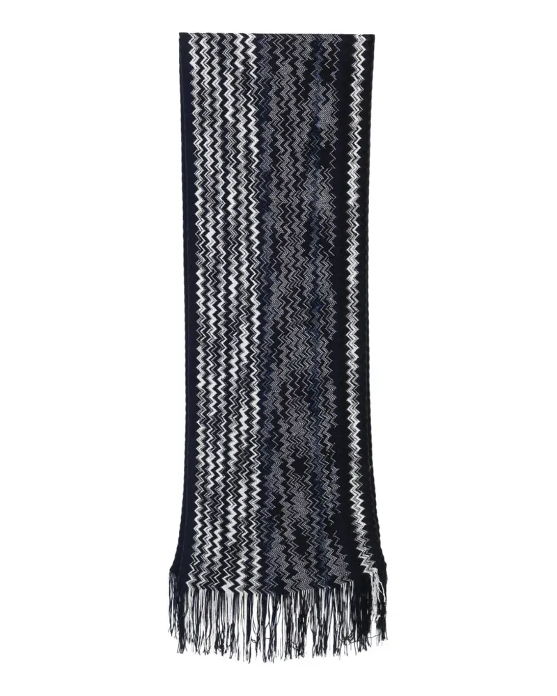 Missoni zigzag-knit fringed scarf - Blau Blau