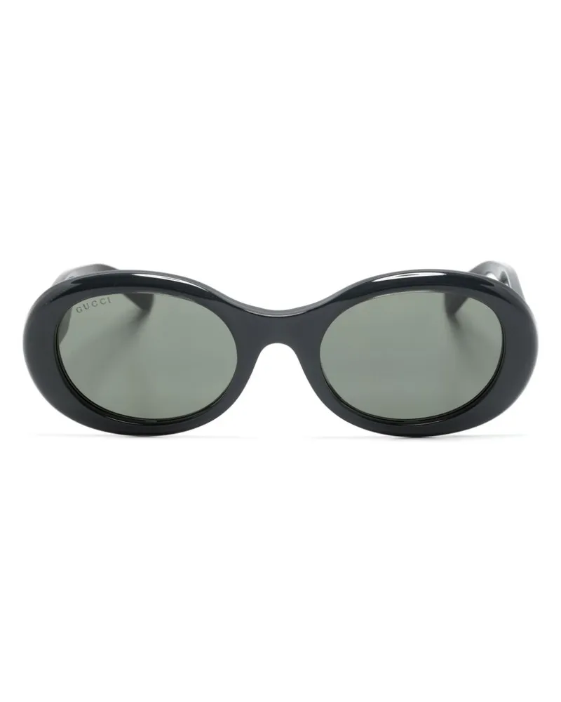 Gucci Sonnenbrille mit ovalem Gestell - Schwarz Schwarz