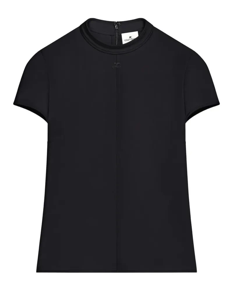 Courrèges Heritage Oberteil mit Kreppstruktur - Schwarz Schwarz