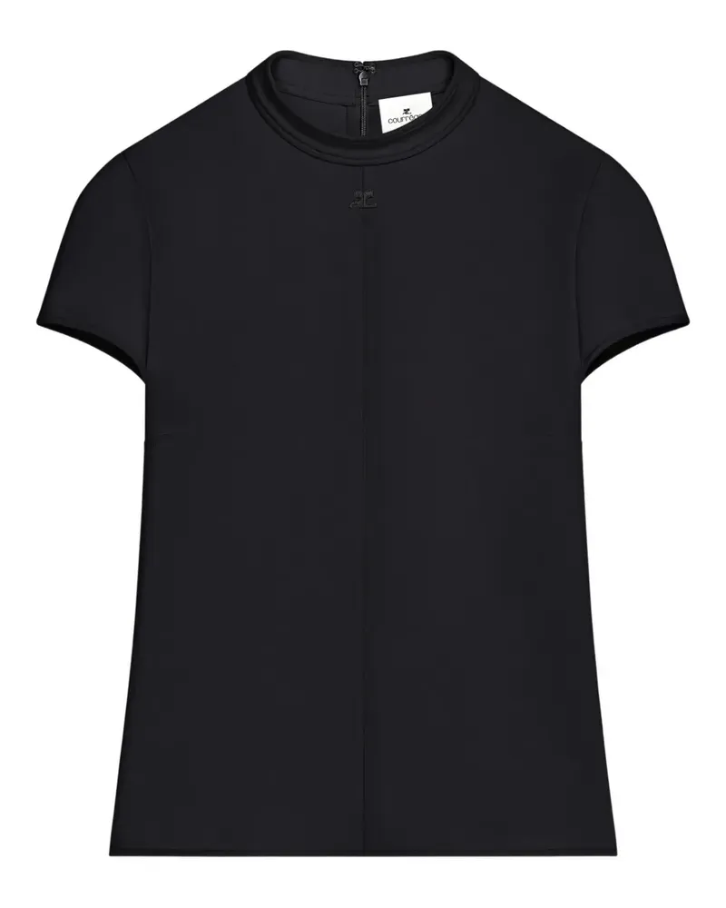 Courrèges Heritage Oberteil mit Kreppstruktur - Schwarz Schwarz
