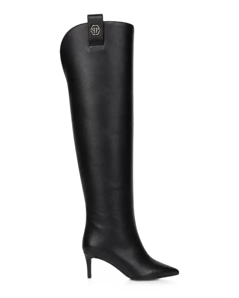 Philipp Plein nappa-leather low-heel overknee boots hexagon - Schwarz Schwarz