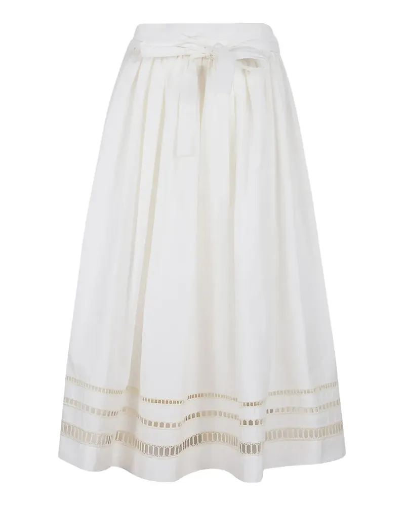 Ermanno Scervino lace-trim tie-waist midi skirt - Weiß Weiß