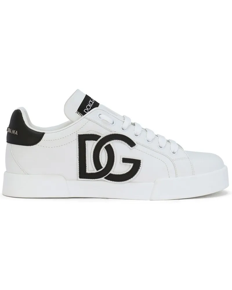 Dolce & Gabbana Portofino Sneakers mit Logo-Schild - Weiß Weiß