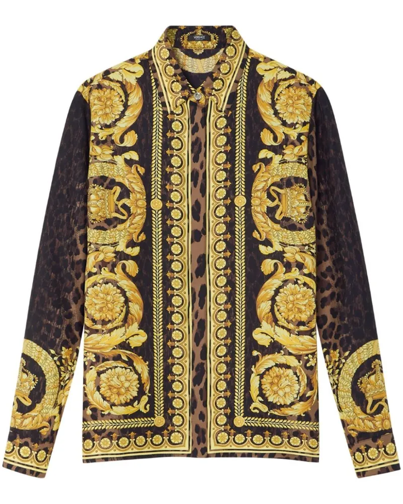 Versace Wild Barocco Seidenhemd - Schwarz Schwarz