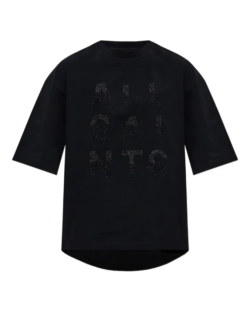 AllSaints Stacks Amelie T-Shirt mit Perlen - Schwarz Schwarz