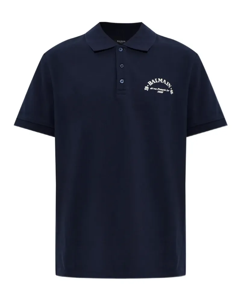 Balmain logo-print cotton polo shirt - Blau Blau