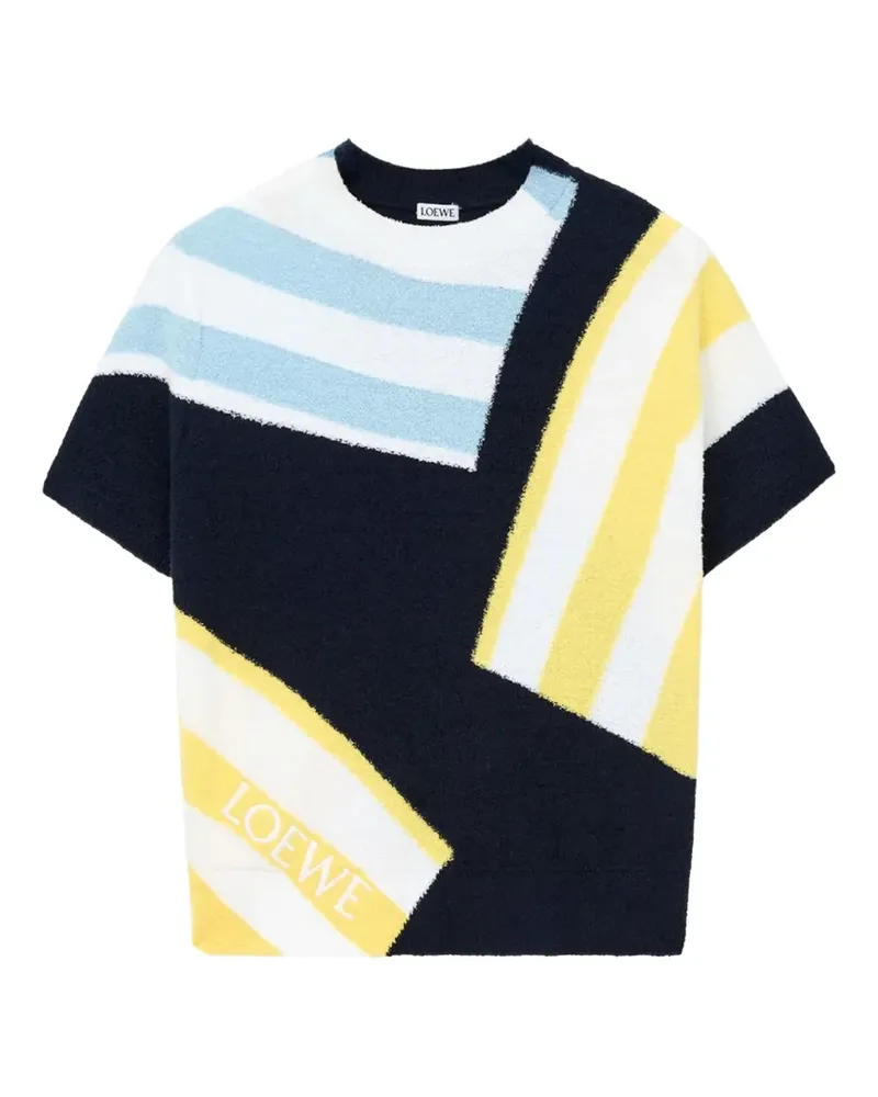 Loewe striped-details knitted cotton T-shirt - Blau Blau