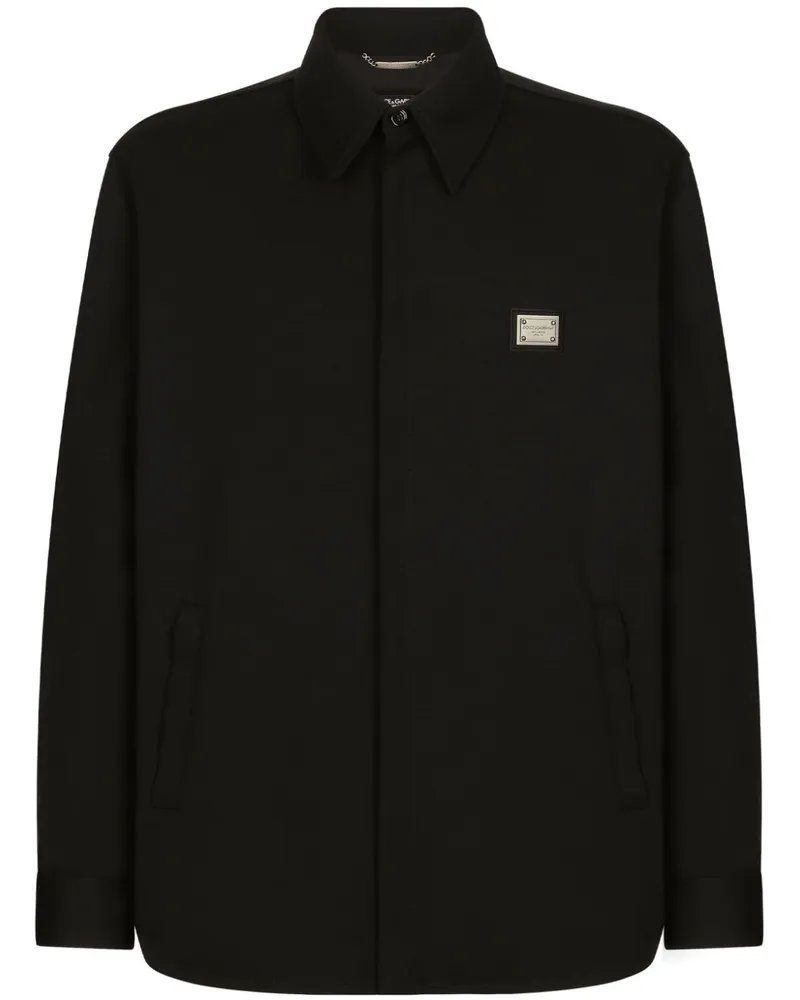 Dolce & Gabbana Hemdjacke mit Logo-Schild - Schwarz Schwarz