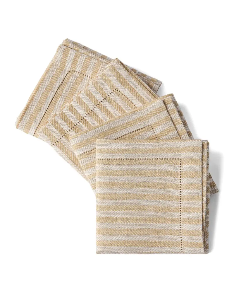 Brunello Cucinelli Gestreifte Leinenservietten (4er-Set) - Nude Nude