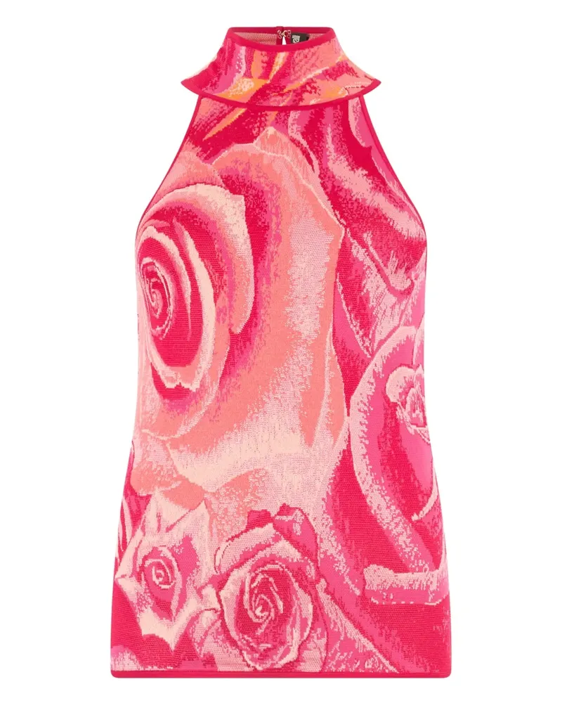 Roberto Cavalli Top mit Blumen-Print - Rosa Rosa