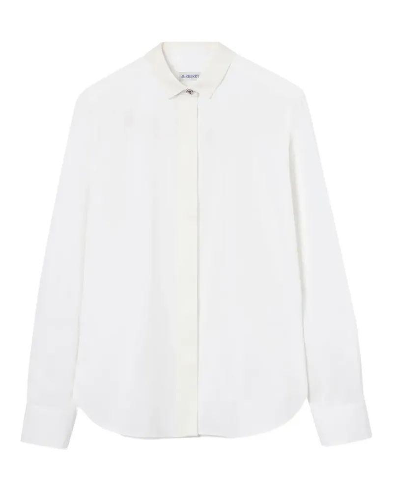Burberry Klassisch geschnittenes Baumwollhemd mit Grosgrain-Detail - Weiß Weiß