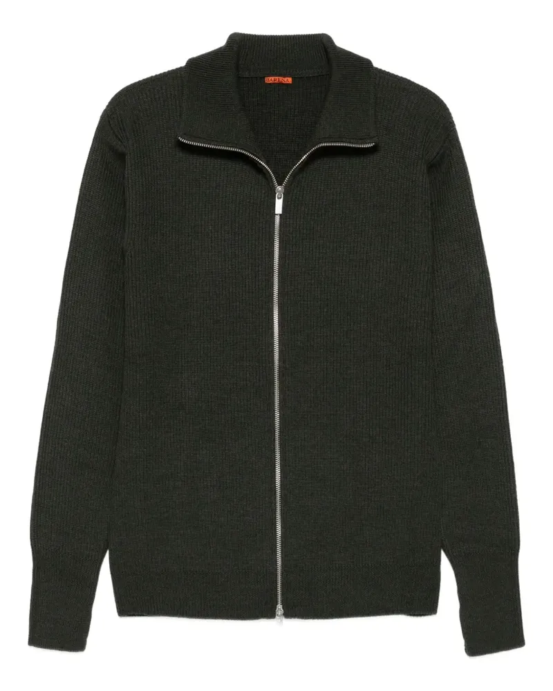 BARENA Gerippter Cardigan mit Reißverschluss - Grün Grün