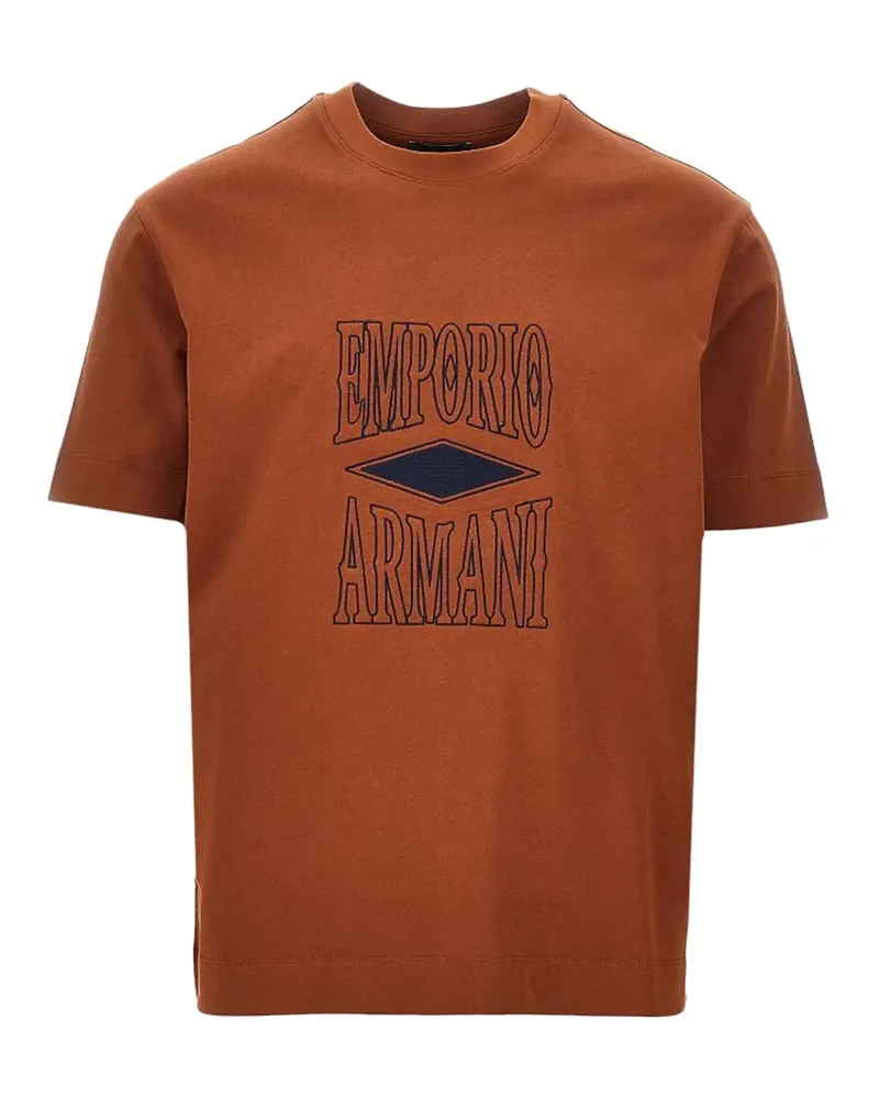 Emporio Armani logo-print cotton T-shirt - Braun Braun