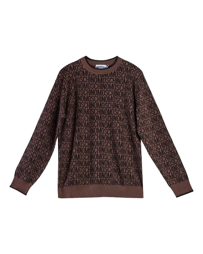 Moschino Jacquard-Pullover mit Logos - Braun Braun