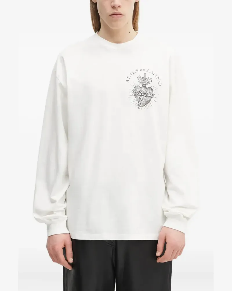 Aries Ex Amino Langarmshirt - Weiß Weiß