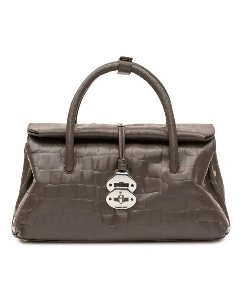 Zanellato small Dotta Foulard 70 crocodile-effect tote bag - Braun Braun