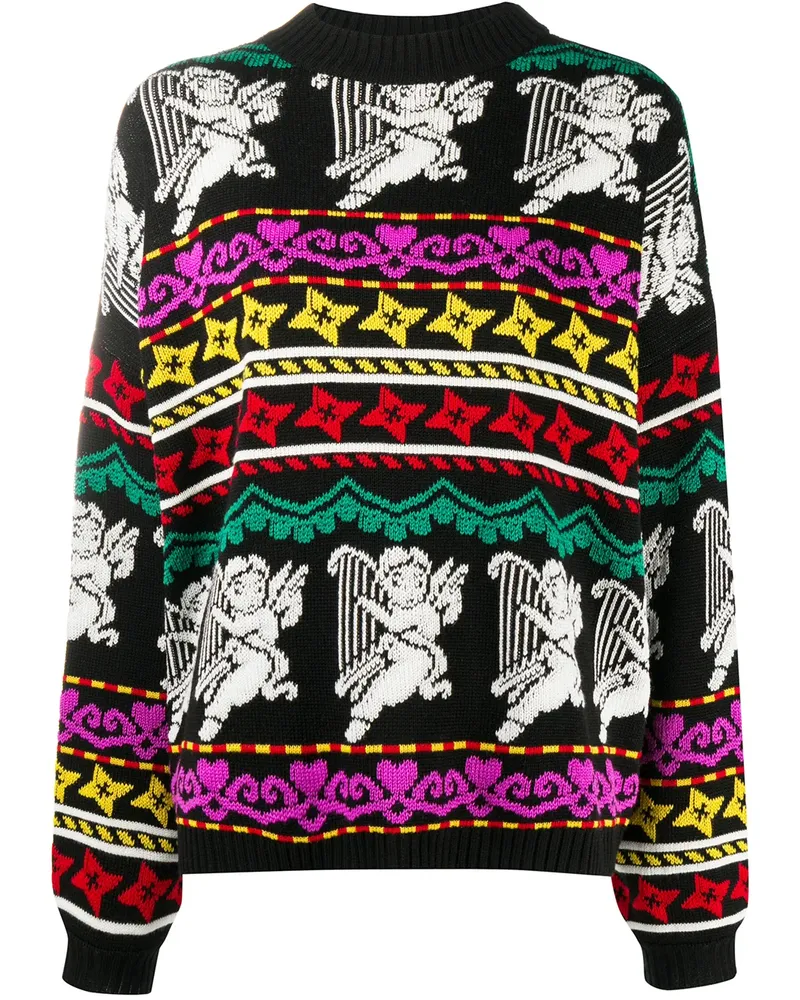 MSGM Pullover mit Intarsien-Strickmuster - Schwarz Schwarz