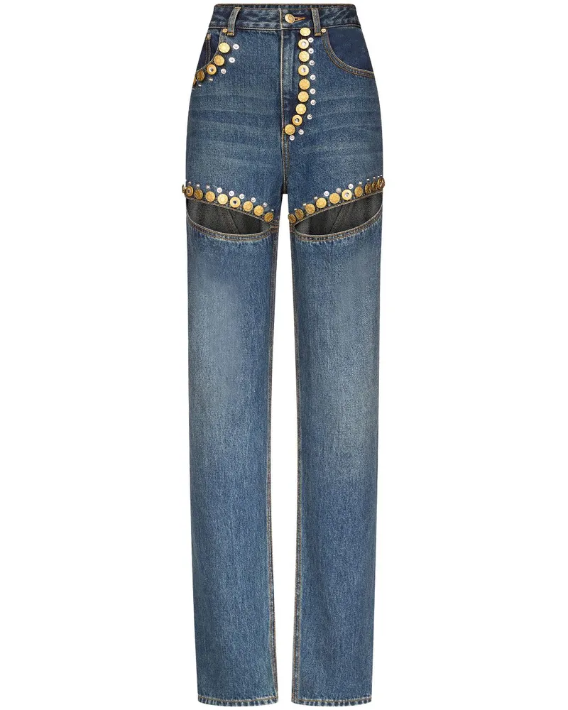 Area Jeans mit Kristallen - Blau Blau
