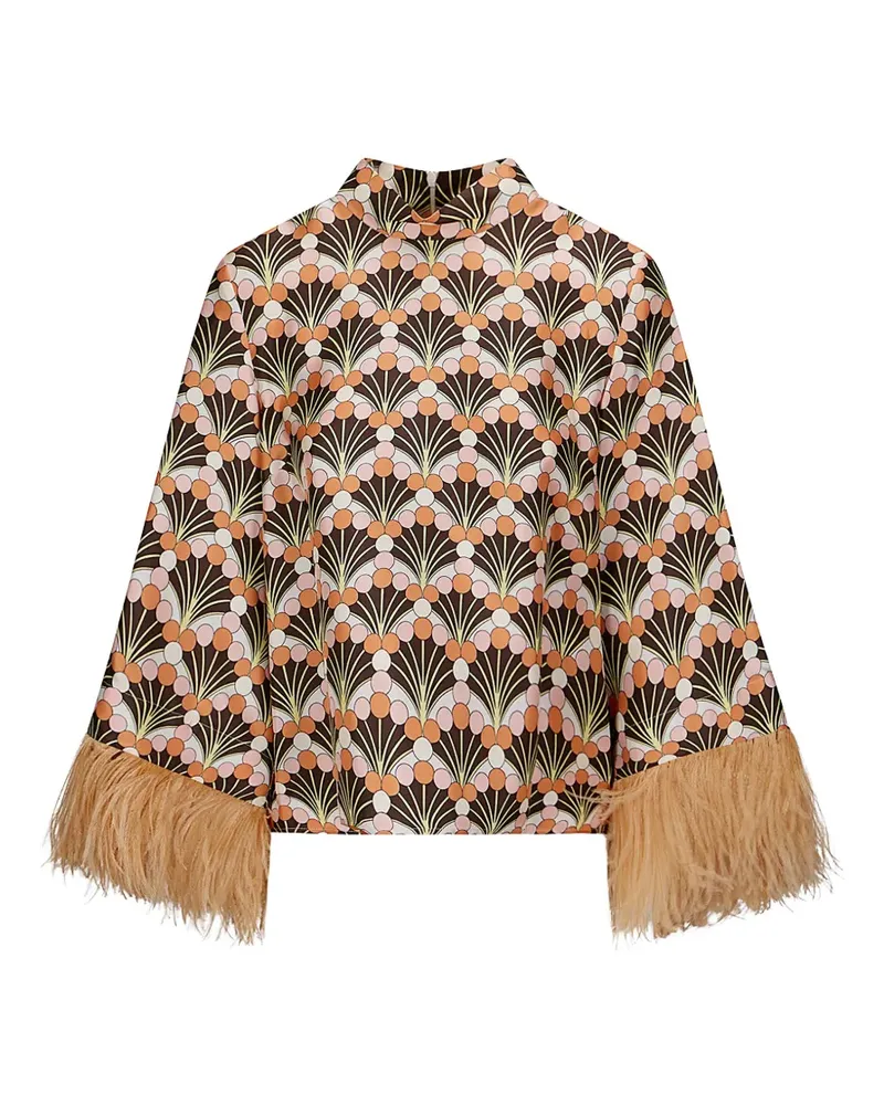 La DoubleJ Make An Exit feather-trim blouse - Braun Braun