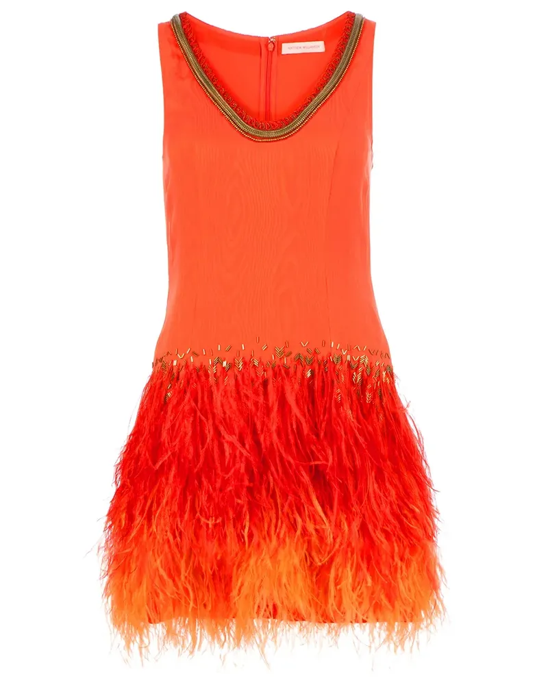 Matthew Williamson feathered jersey dress - Gelb Gelb