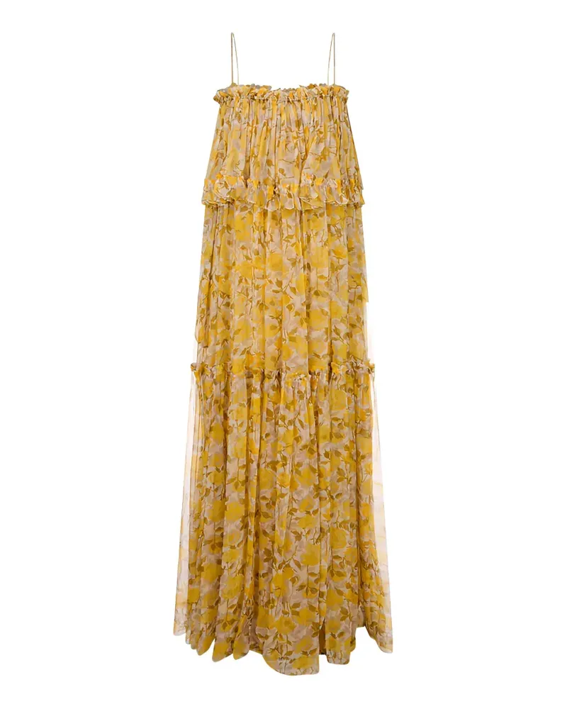 Chloé rose-print ruffled dress - Gelb Gelb