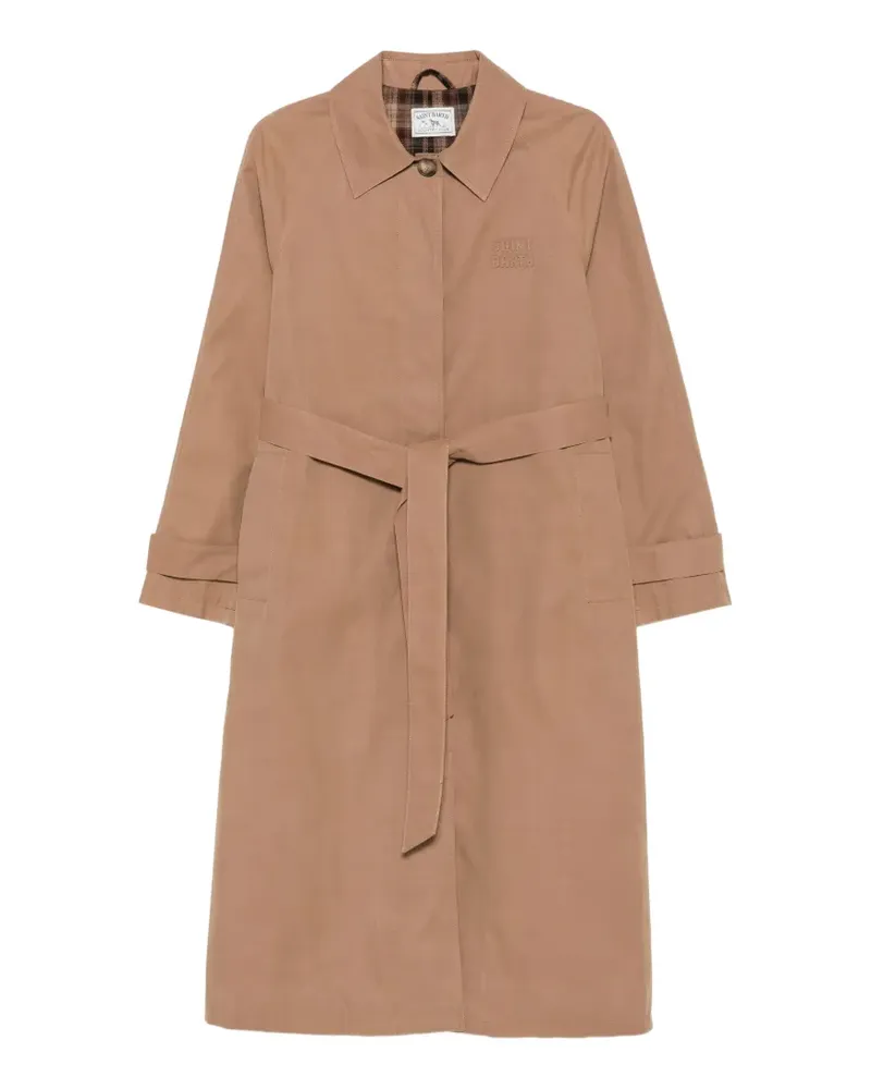 MC2 Saint Barth Lion belted logo-embroidered coat - Nude Nude