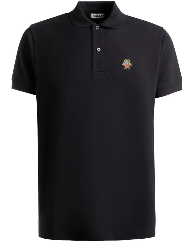 Bally Bio-Baumwoll-Poloshirt mit Logo-Patch Schwarz