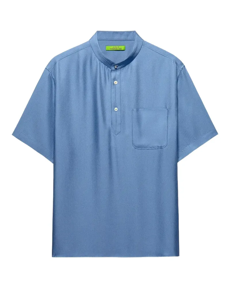 Shanghai Tang Hemd mit Fischgrätenmuster - Blau Blau