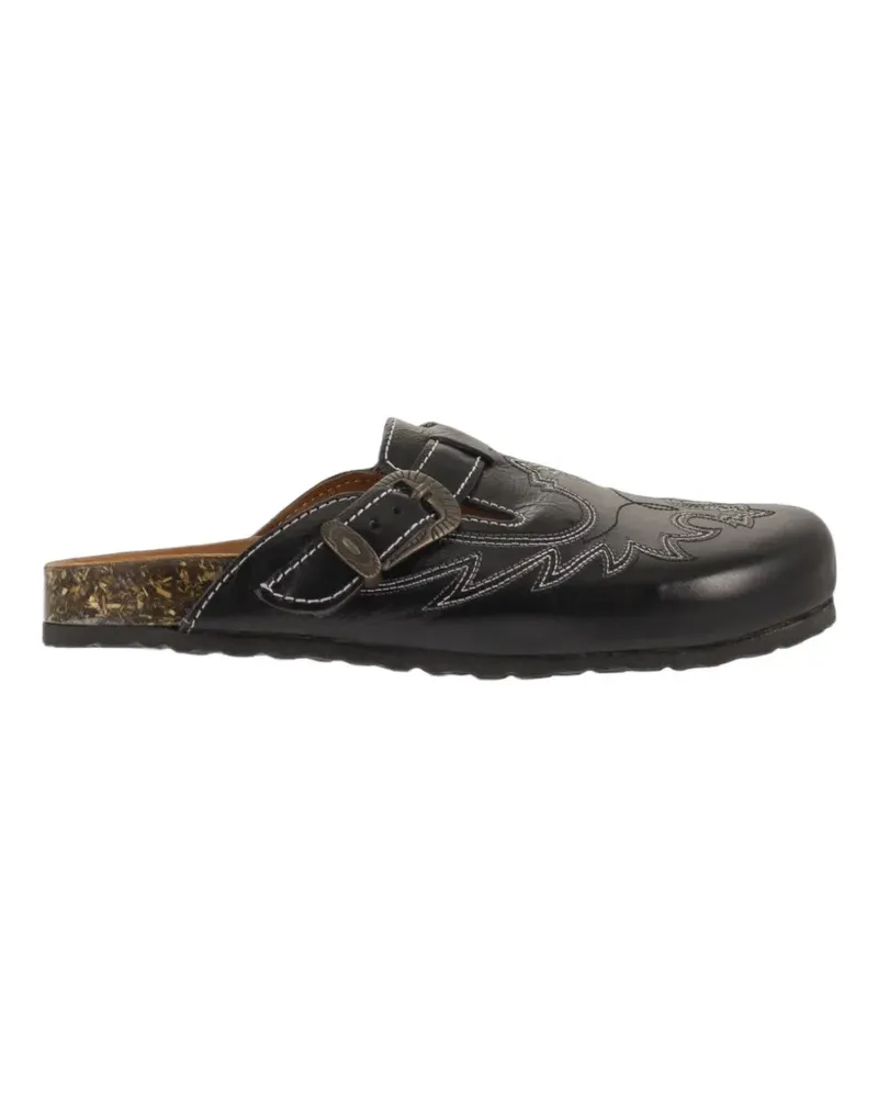 Mexicana Bahia Rust embroidered mules - Schwarz Schwarz