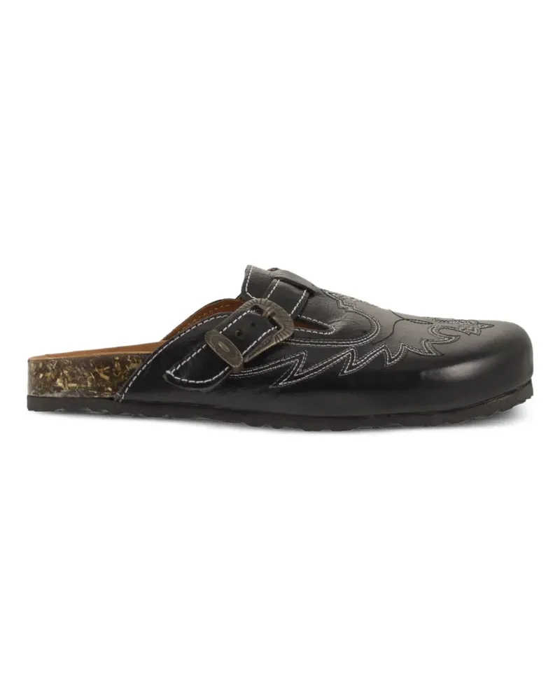Mexicana Bahia Rust Mules mit Stickerei - Schwarz Schwarz