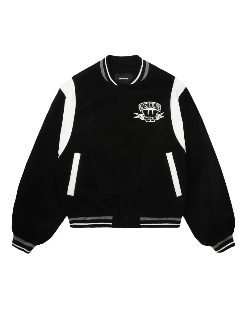 WE 11 DONE Bomberjacke im College-Look mit Teddy - Schwarz Schwarz