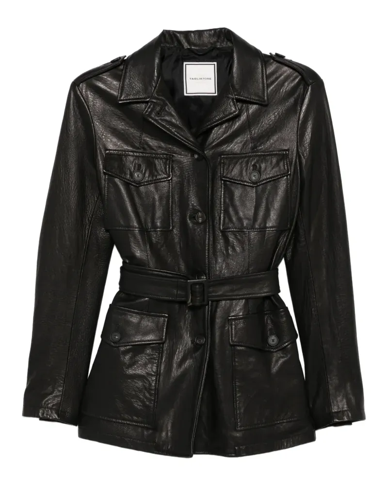 Tagliatore Klassische Lederjacke - Schwarz Schwarz