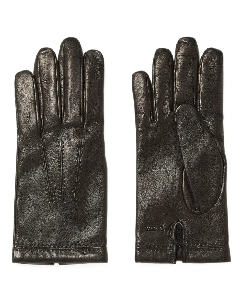 Ermenegildo Zegna black leather gloves - Schwarz Schwarz