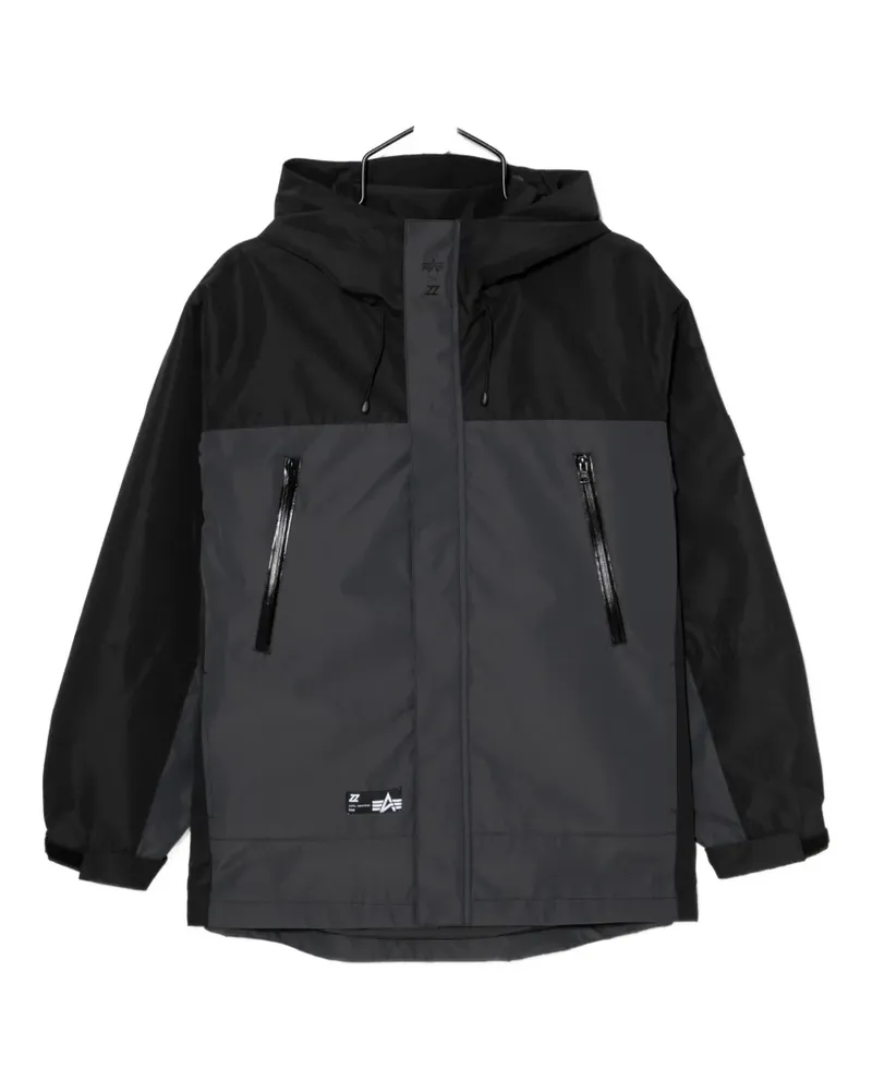 Izzue Kapuzenjacke mit Logo-Patch - Schwarz Schwarz