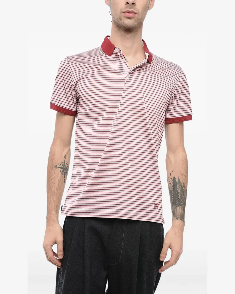 Corneliani striped short-sleeve cotton polo shirt - Rot Rot