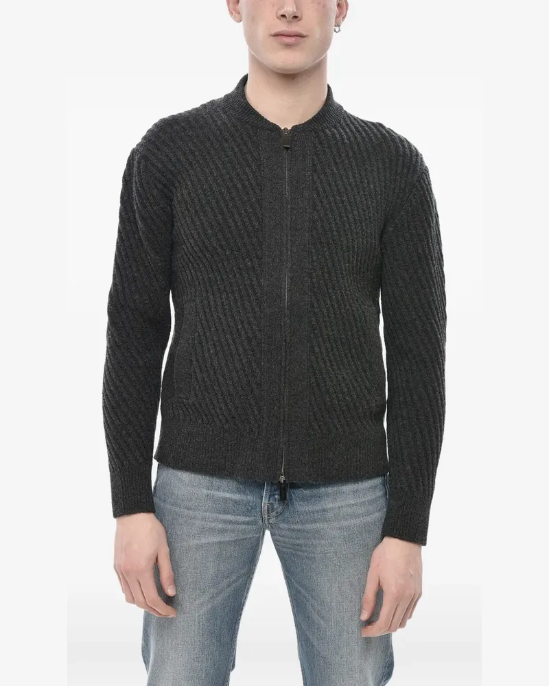 Paolo Pecora Milano ribbed zip-up cardigan - Grau Grau