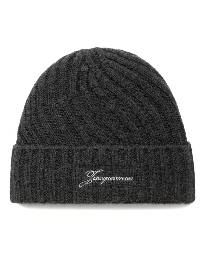 Jacquemus ribbed beanie hat - Grau Grau