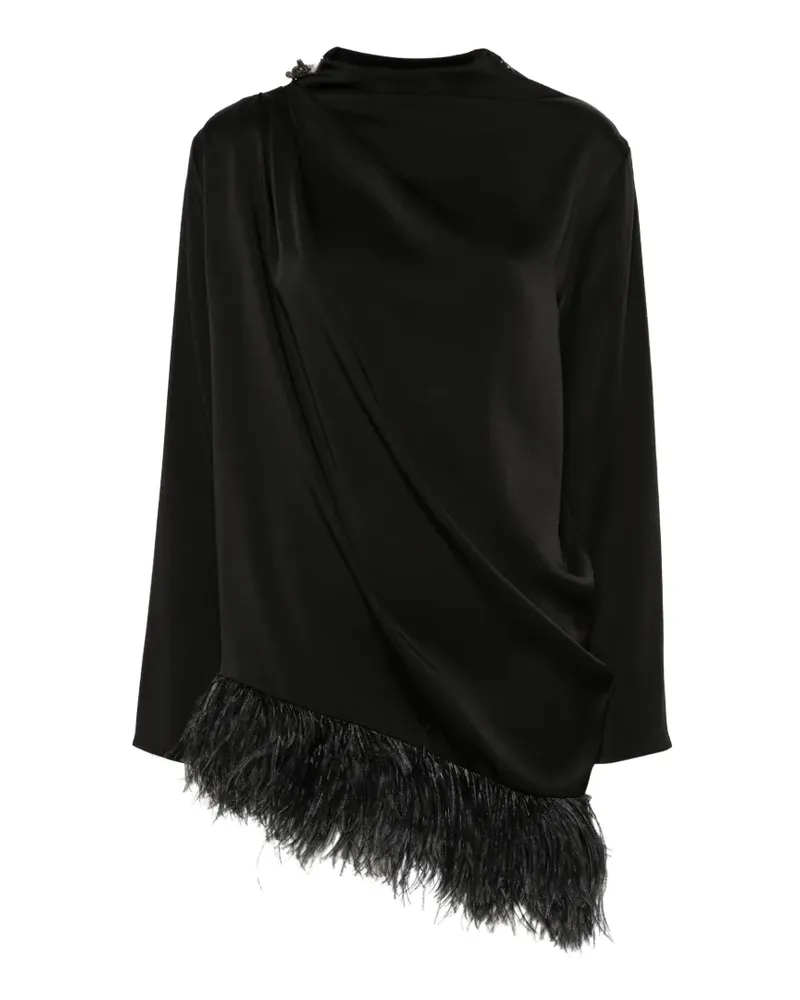 Fabiana Filippi feather-trim draped top - Schwarz Schwarz