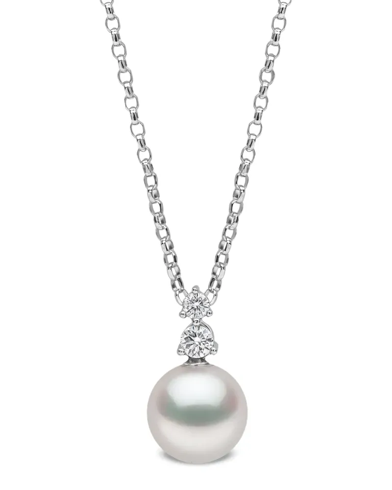 YOKO London 18K white gold akoya pearl and diamond pendant - Silber Silber