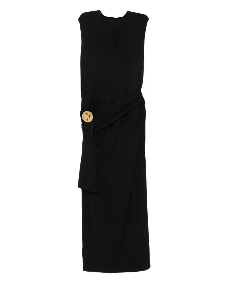Jil Sander V-neck draped maxi dress - Schwarz Schwarz