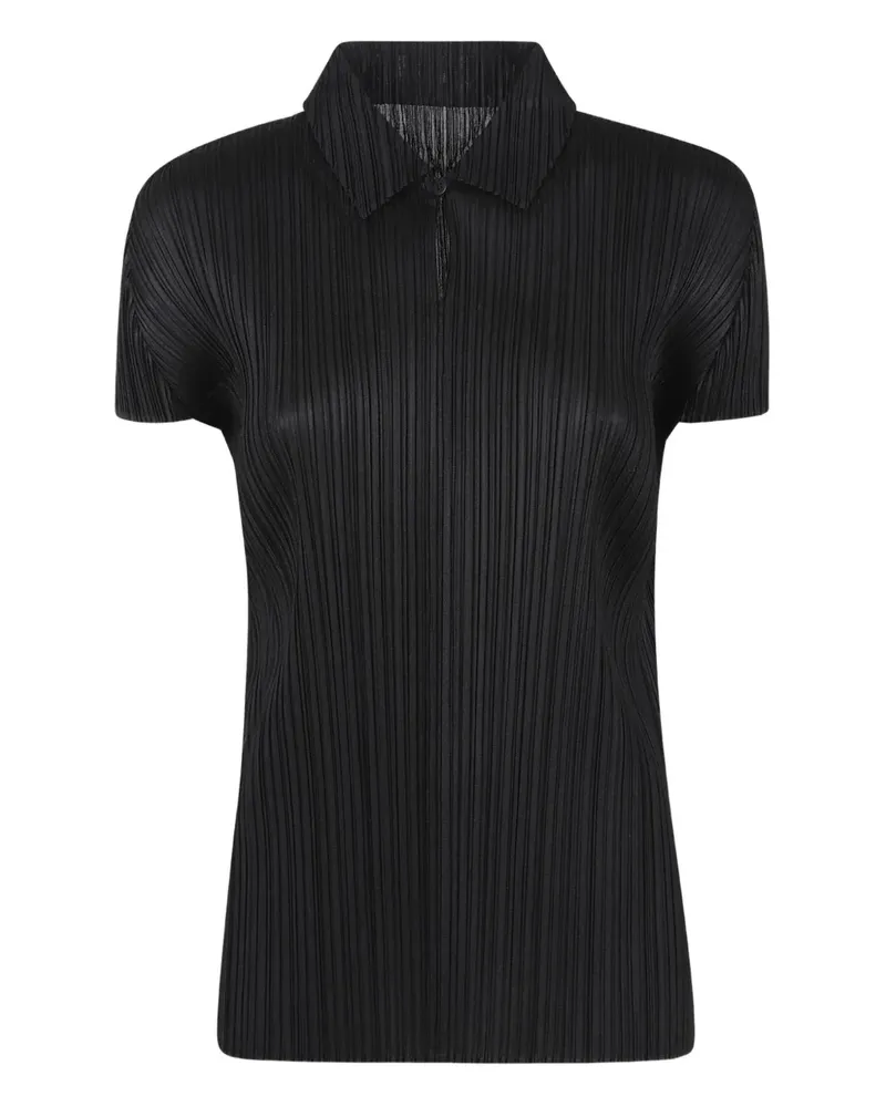 Issey Miyake Poloshirt mit Falten - Schwarz Schwarz