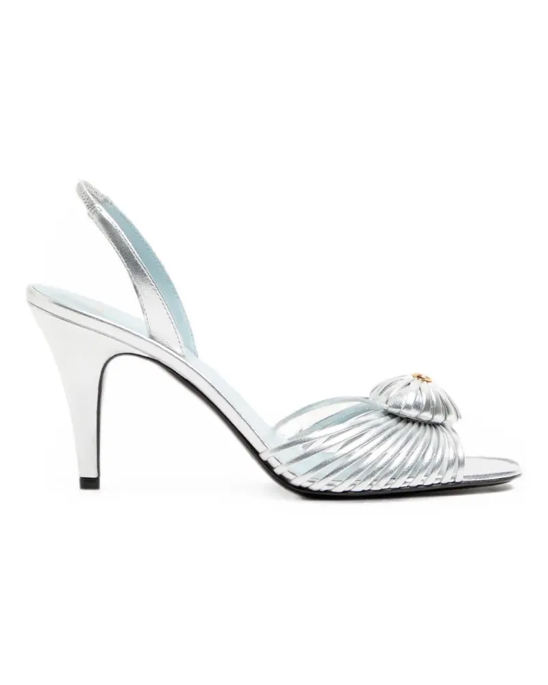 Valentino Garavani Coeur Royal Sandalen aus laminiertem Nappaleder - Silber Silber